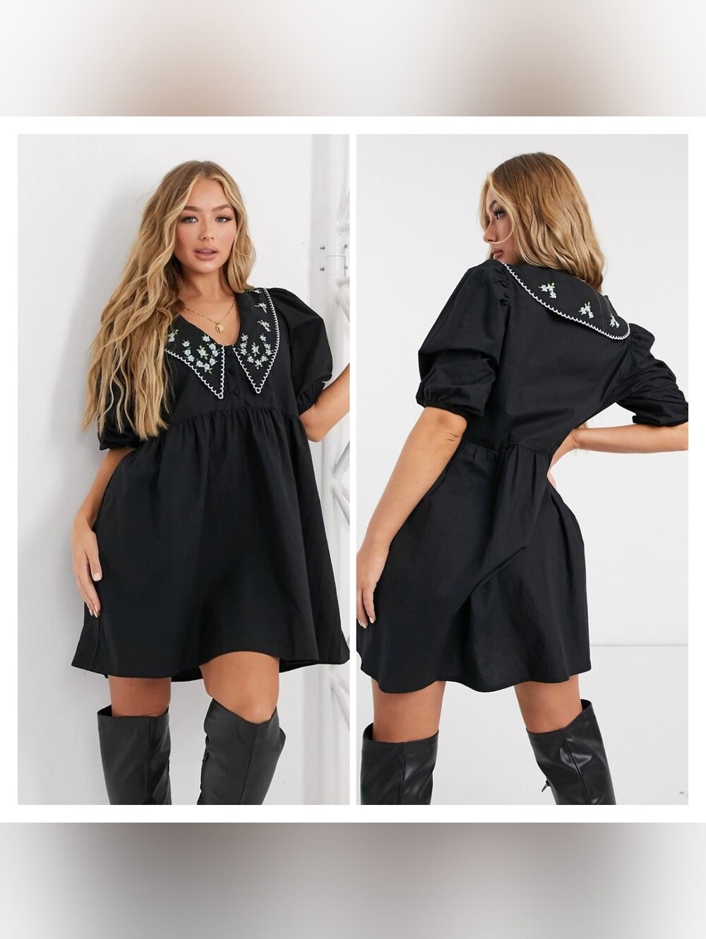 Asos Design Peter Pan Collar Babydoll Dress Size 6